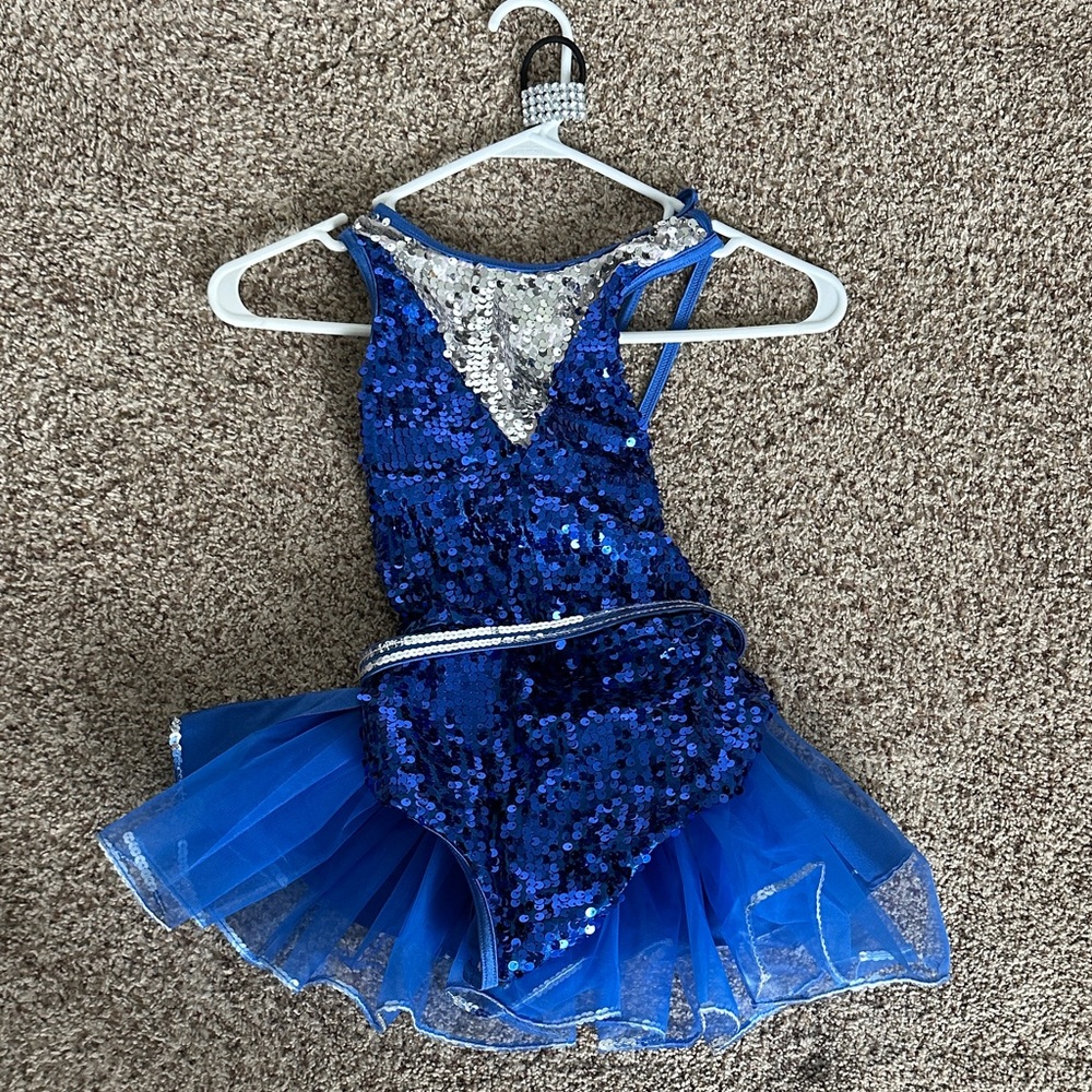 Weissman Blue and Silver Sequin Dance Costume